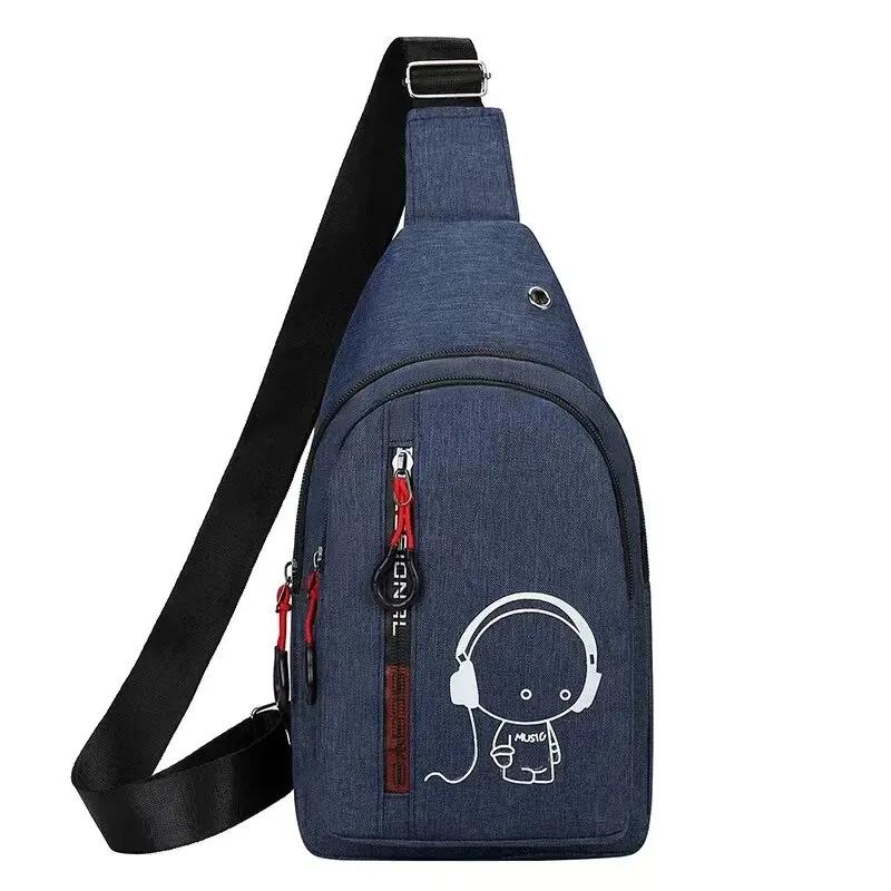 Men's Chest Bag Waterproof Crossbody Shoulder Bag Multi-Pocket Cycling Backpack Korean Fashion Casual Travel Sports Bag for Men