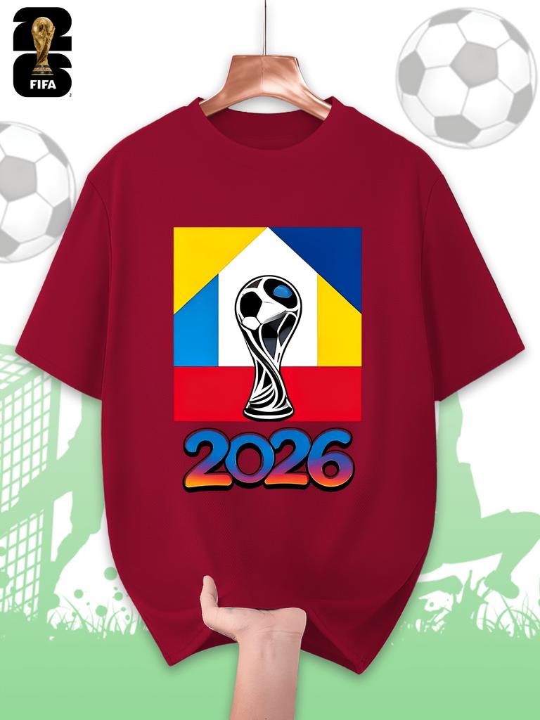 FIFA World Cup Men's Printed Short-sleeved T-shirt, a Fashionable and Trendy Summer Top, Comfortable and Well-fitting
