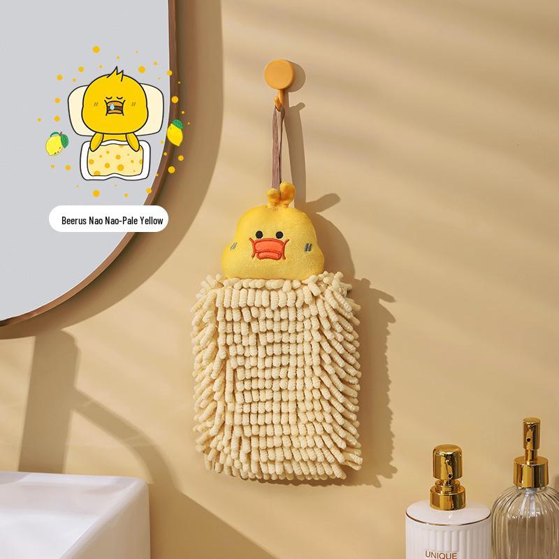 Beerus Cartoon Chenille Hand Towel - Cute Hanging Animal Wipe for Kids & Kitchen