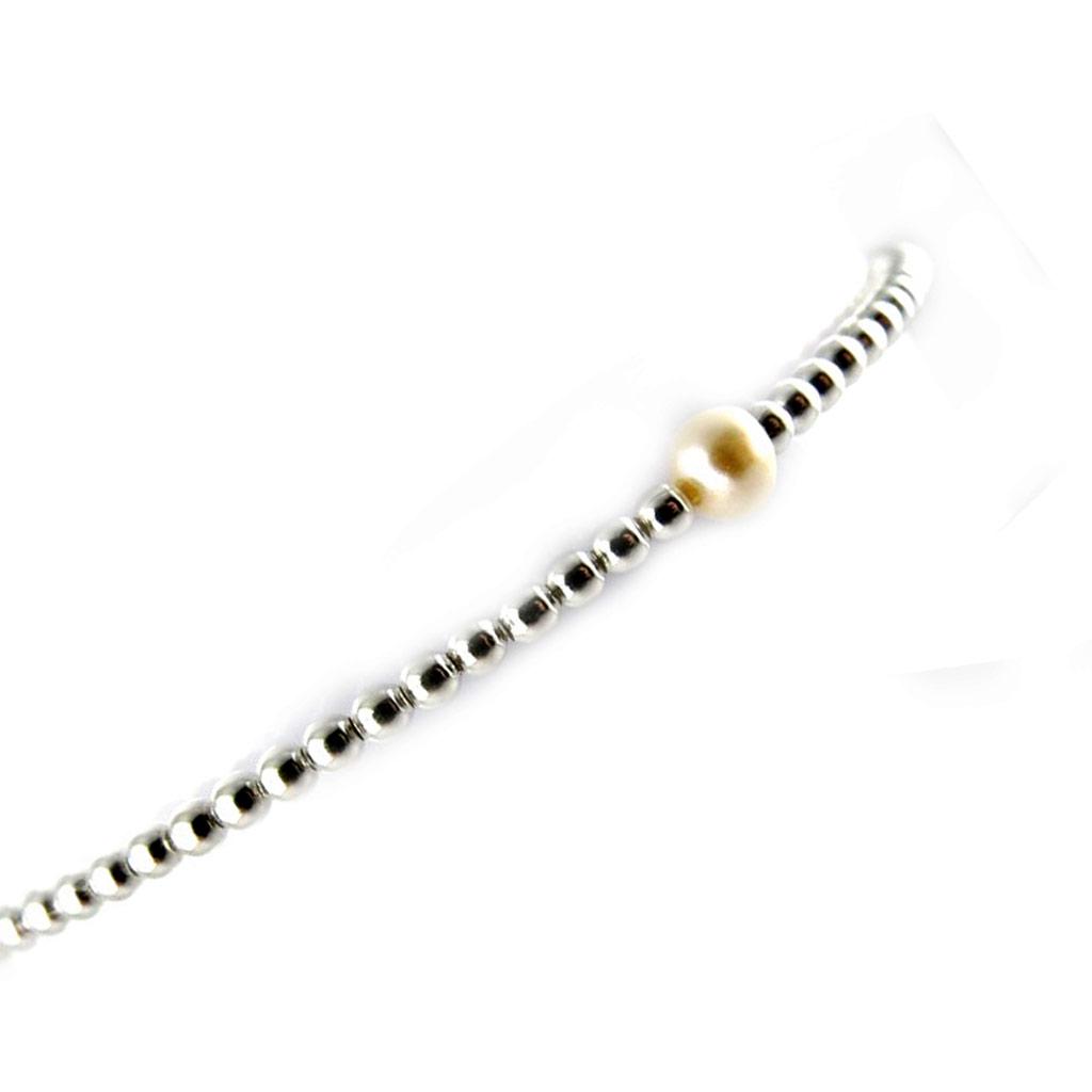 Les Trésors De Lily [L3848] - Bracelet Argent 'Biwa' ivoire argenté - 4 mm