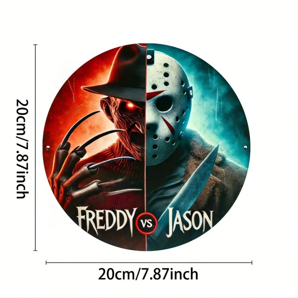 Horror Movie Iron Wall Art Retro Metal Painting for Garage Halloween Christmas Decor 20x20