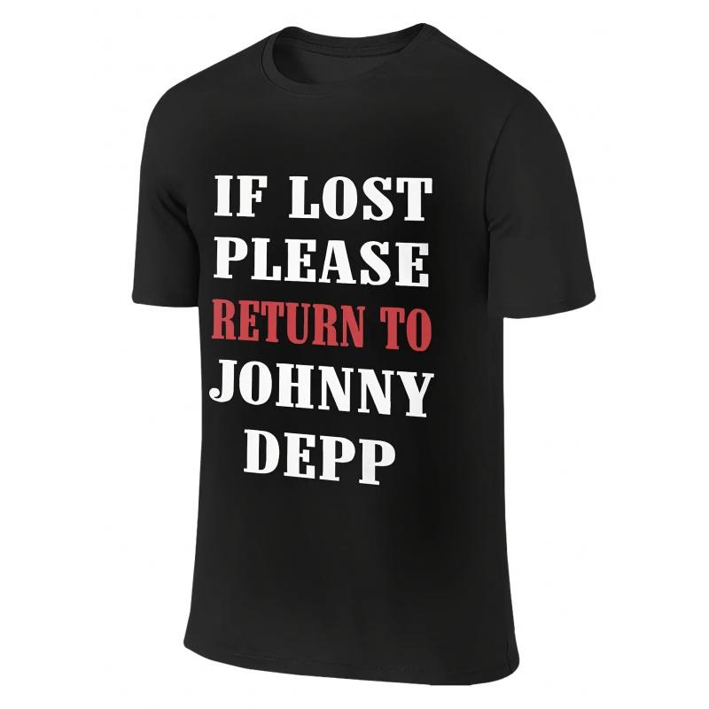 Herren Johnny Depp Film Fan T-Shirt | Kräftige "Wenn verloren, zu Johnny Depp zurückbringen" Grafik, Leicht, Atmungsaktiv, Lässig, Normale Passform, Rundhalsausschnitt
