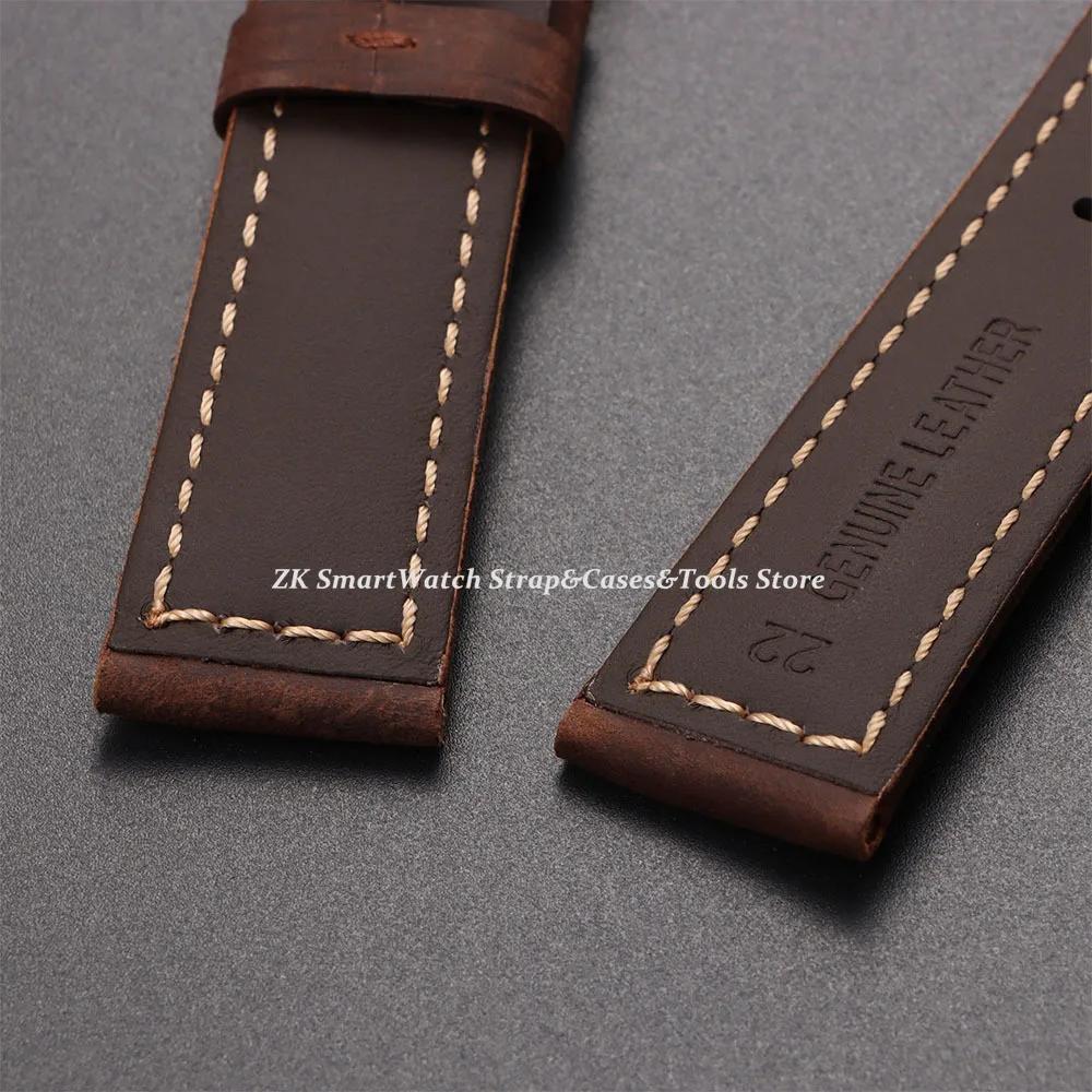 Echtes Kalbsleder Uhrenarmband für Omega Business-Uhrarmband für Seiko 22mm 20mm 26mm Schmetterlingsverschluss Nähte Braunes Armband