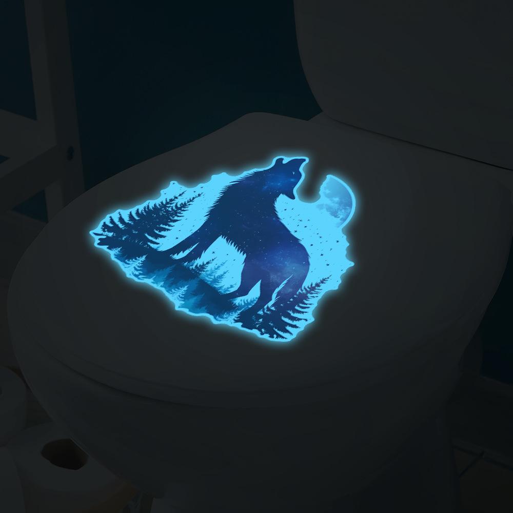 Fun-yg007 Jungle Lone Wolf Bathroom Toilet Toilet with Home Beauty Decorative Stickers Self-adhesive