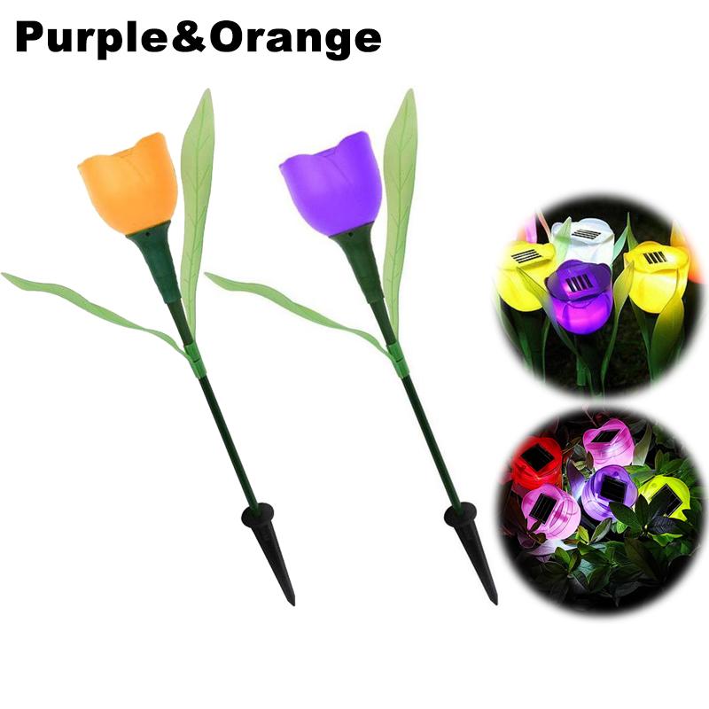 1Pcs Garden Tulip Flower Shape LED Solar Powered Waterproof Tube Lawn Lights Standing Decor for Yard Outdoor Party Xqmg