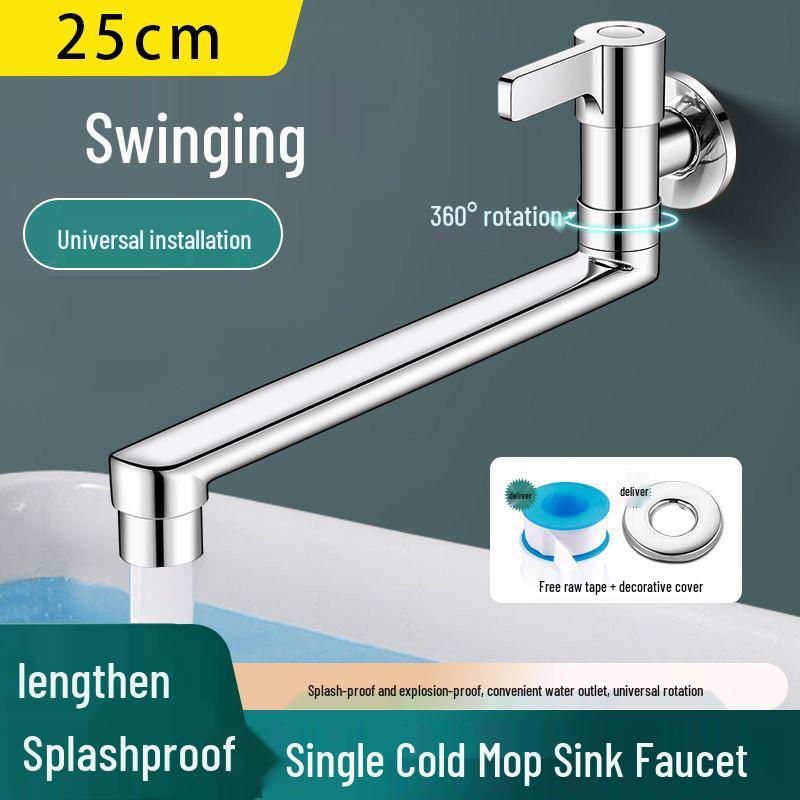 Wall-Mounted Stainless Steel Rotatable Faucet for Kitchen/Balcony