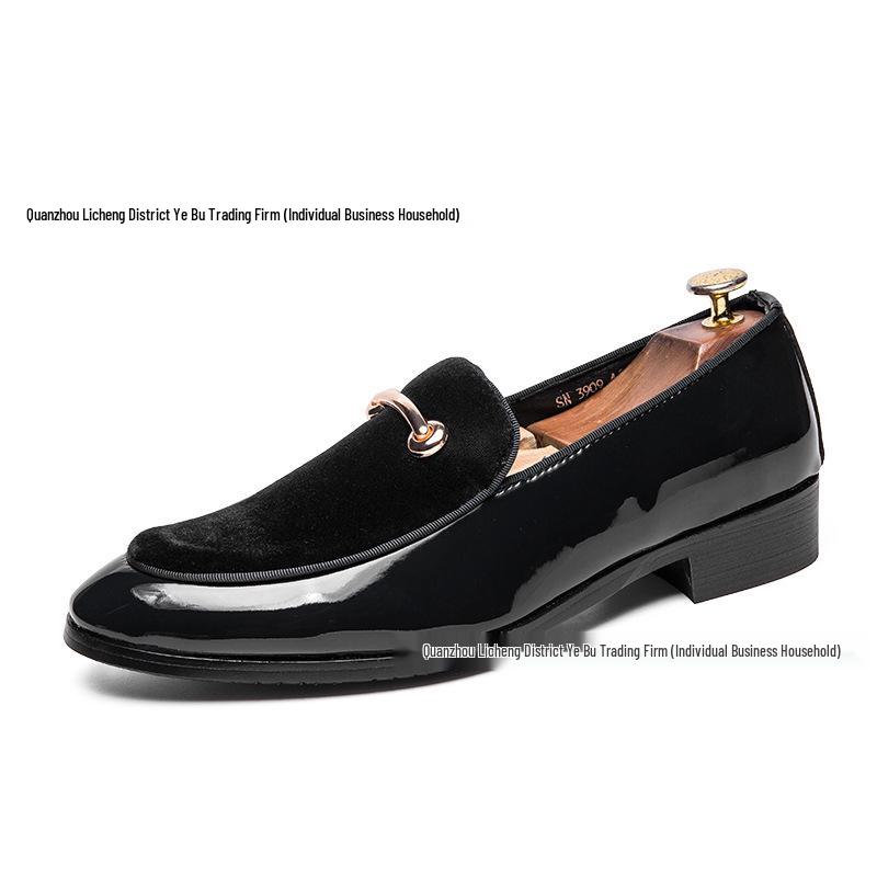 Men's Large Suede Pointed Toe Leather Loafers - British Style Formal/Casual Slip-ons