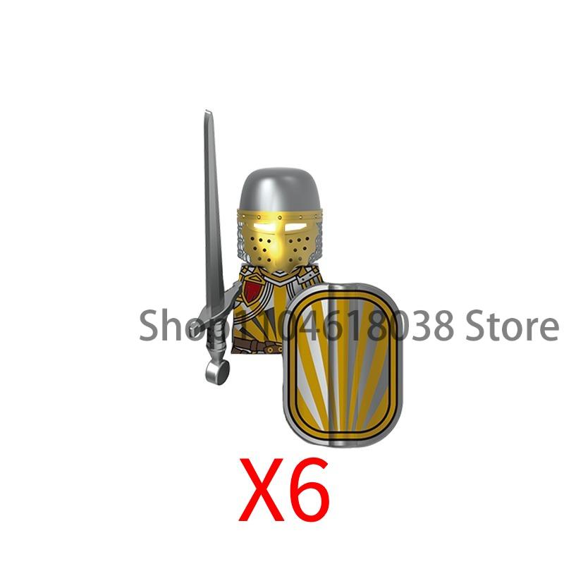 Medieval Castle Soldier Action Figures Building Block Empire Templars Lancer Warrior Militia Helmet Shield Sword Bow Toy Gifts