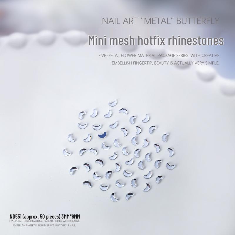 

Кристально-белый страз нейл-арт: 50 шт. Сетчатые стразы Hotfix Серебристые Неправильной формы