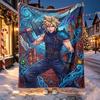 Final Fantasy Pattern Blanket for Home Decoration, Bed, Sofa, Car Travel, Camping, Suitable for All Seasons, Birthday Christmas Gift