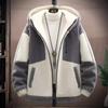 Men's Winter Lambswool Hooded Jacket - Thick, Warm, Trendy, Versatile, Embroidered Zipper Coat