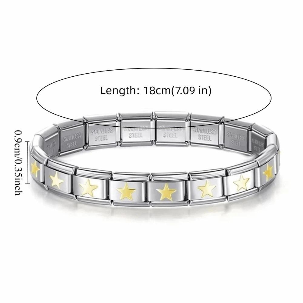 9mm Modulares Edelstahlarmband Quadratisch Elastische Handkette Geburtstag