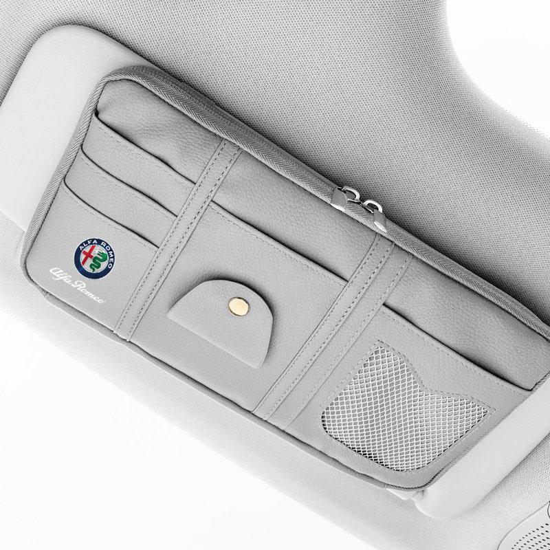 Car Sun Visor Storage Bag Glasses Clip Card Bill Holder For Alfa Romeo Giulia Stelvio Giulietta 159 147 156 166 Car Accessories Rfv233