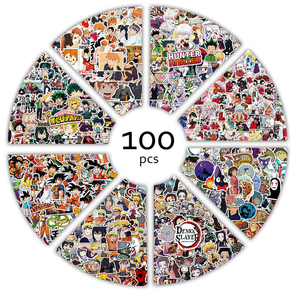 Japanese 100pcs Anime Collection Graffiti Stickers For Notebooks Laptops