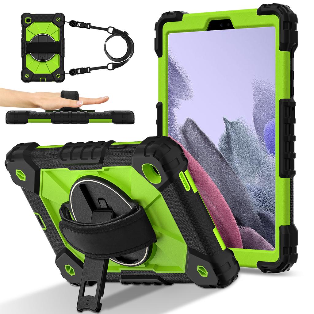 For Samsung Galaxy Tab A7 Lite 8.7-inch T225/T220 Case Silicone+PC Kickstand Tablet Cover with Handy Strap,Shoulder Strap