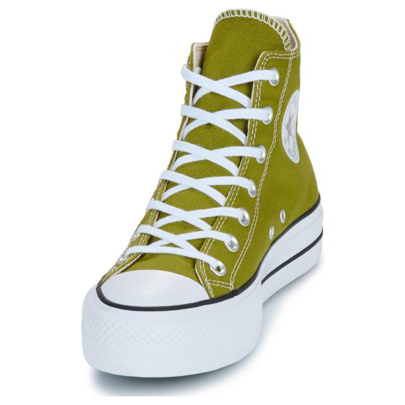 Converse Lift Platform Comfortable and Versatile Mid-top Canvas Shoes for Women in Green