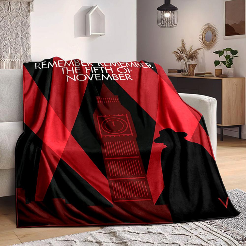 1pc V for Vendetta Flannel Throw Blanket - HD Printed Lightweight Soft Warm All-Season Blanket for Sofa, Bed, Travel, Camping 105