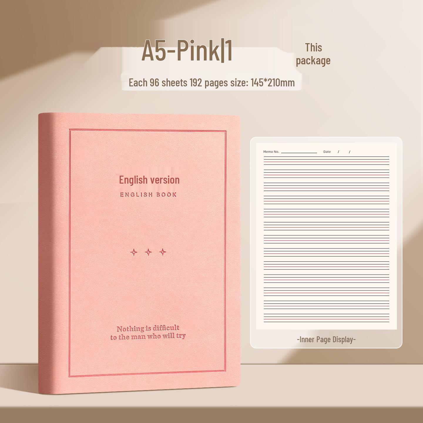 

Блокнот А5 английский утолщенный: Рабочая тетрадь для студентов с форматом «четыре строки, три пробела» 192 pages