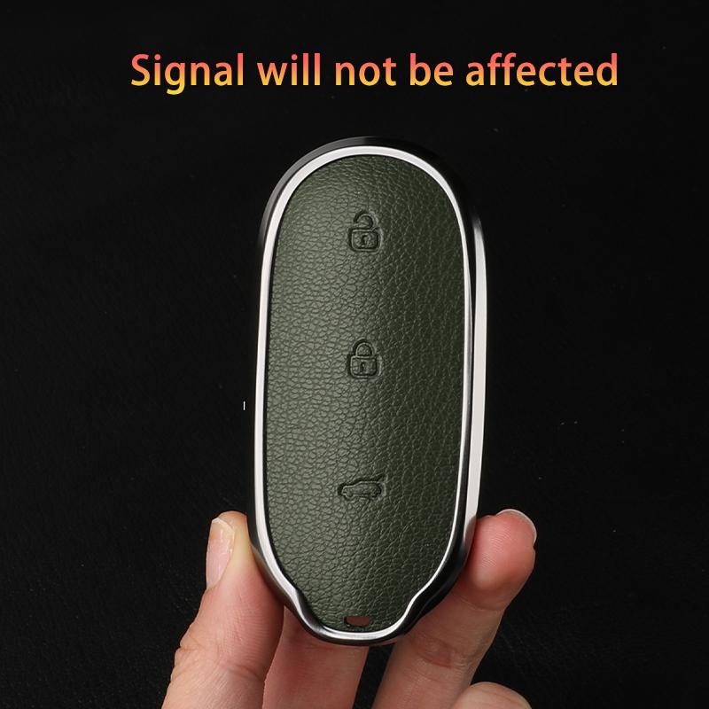For Lixiang L9 L7 L8 L6 Key Fob Cover Leather Car Case Aluminum Buckle Alloy Keychain Accessories G4B7 Li Auto Inc
