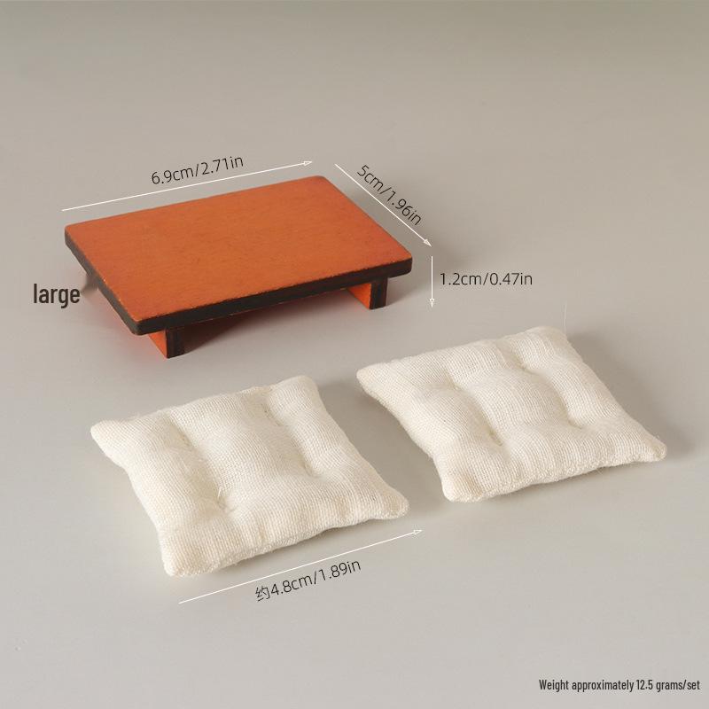 Miniature Tatami Dollhouse Furniture Set - Cushion & Small Table Ornament for Living Room