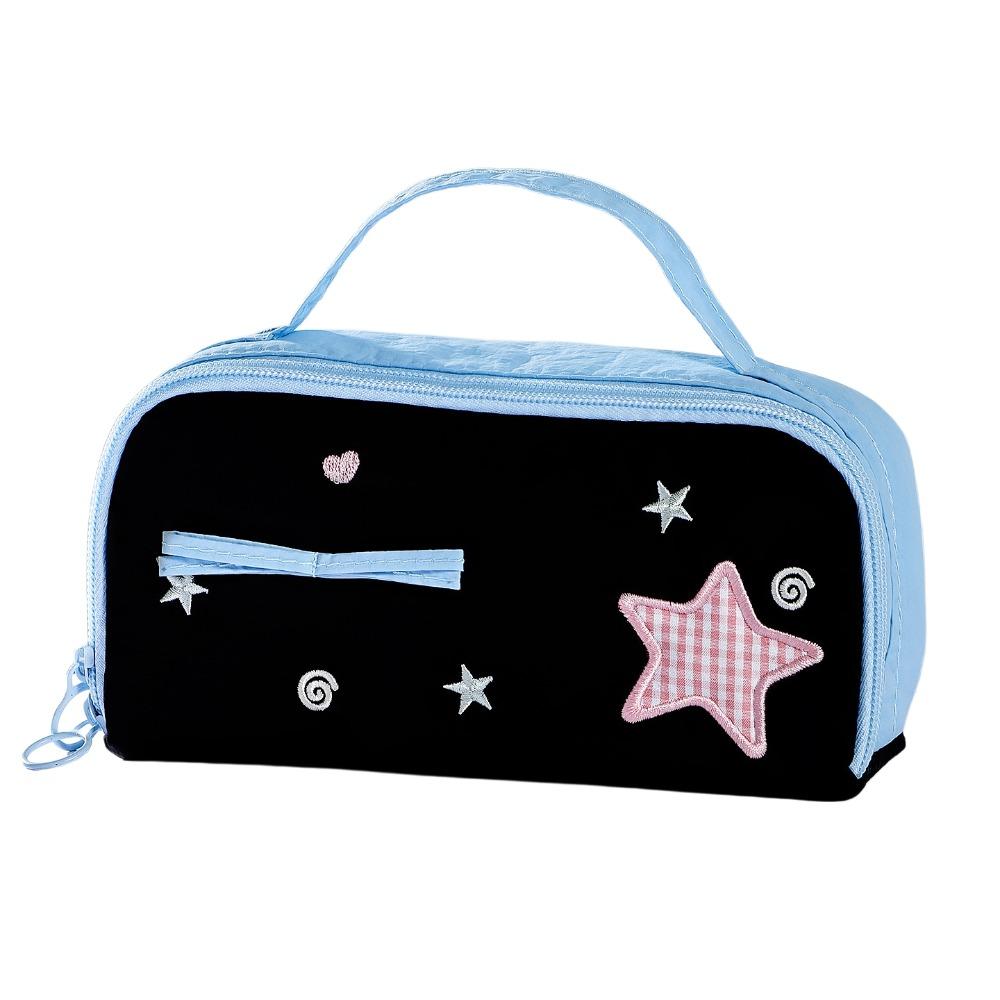 

Pencil Pouch Y2k Star Pencil Case Desktop Storage Cloth Stationery Bag Stationery Holder Black Blue 20cm