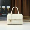 Handwoven PU Leather Mini Square Tote Bag Women Minimalist Office Commuter Casual Crossbody With Zippered Interior Pocket
