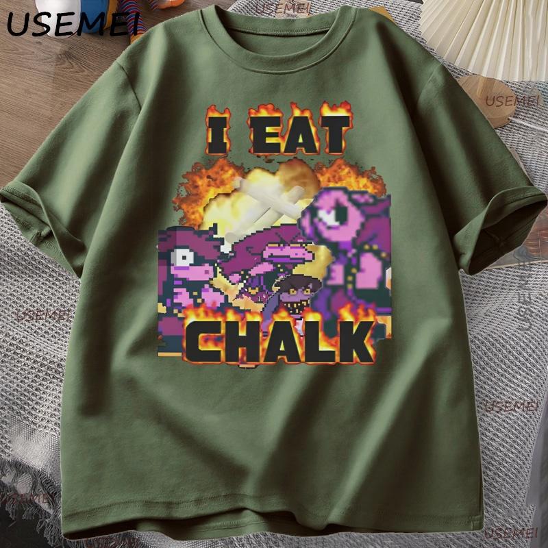 I Eat Chalk Deltarune Game Tshirt for Unisex Women Causal Funny Short Sleeve Round Neck Tshirt Streetwear Male Graphic T Shirts
