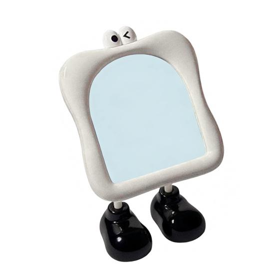 Мультяшное настольное зеркало с подставкой и регулируемым углом наклона, настольное косметическое зеркало для женщин, мультяшное белый