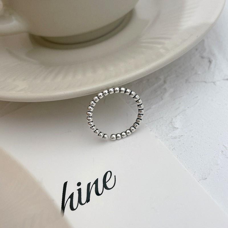 Adjustable Cross-Line Bead Ring: Trendy Sweet Pinky & Index Finger Jewelry for Women