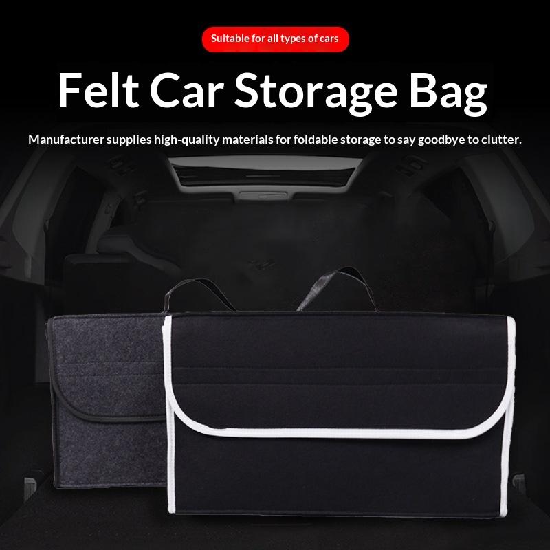 Car Trunk Soft Organizer Felt Storage Box Accessories Large Anti Slip Compartment Boot Storage Organizer Tool Car Storage Bag