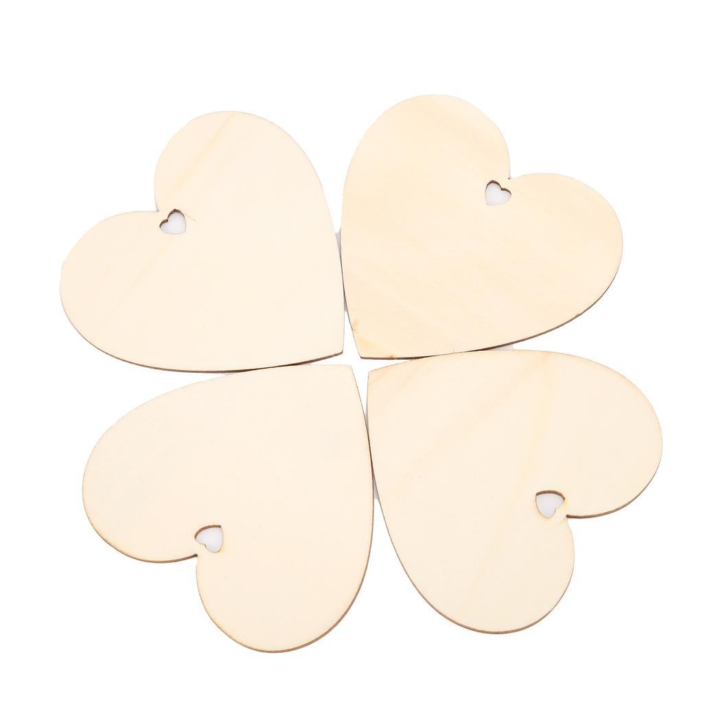 30pcs Heart Ornament Wooden Romantic Decorative Sign with Rope Gift Tag for DIY Enthusiast
