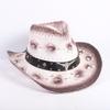 Popular European and American Fashion Hollow Woven Hat Straw Hat Men's and Women's Classic Outdoor Western Denim Straw Hat