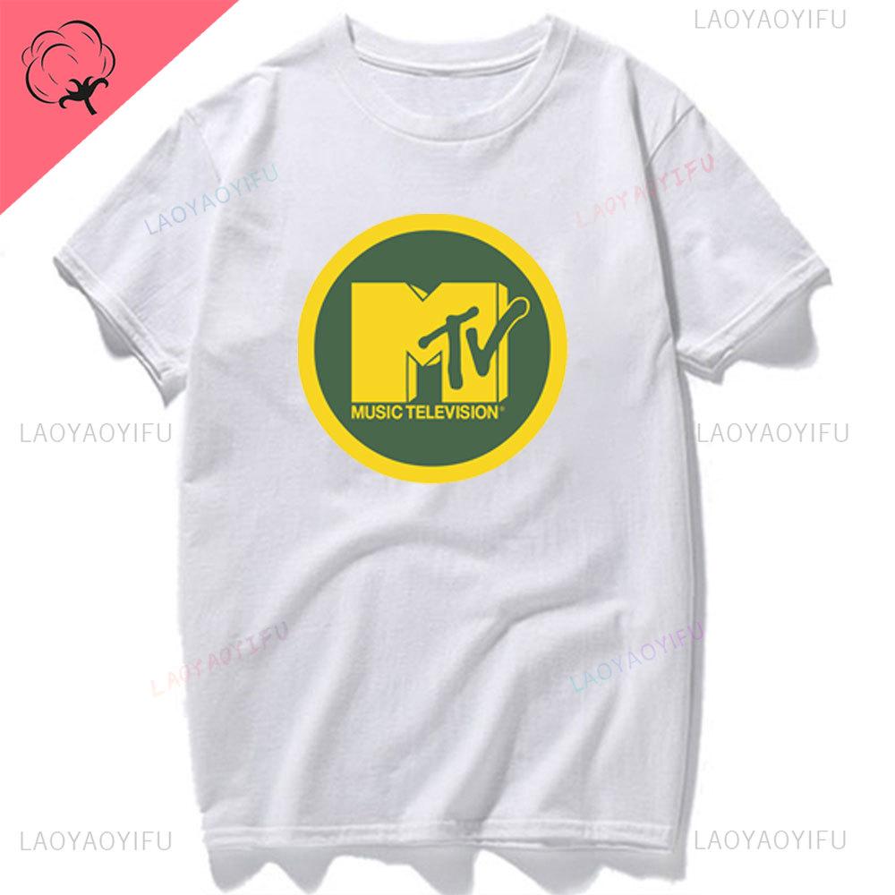 Koszulka damska z grafiką wideo MTV Zabawna Odzież męska Hip Hop Klasyczne logo MTV Vintage Pasująca Bawełniana koszulka Moda Streetwear Krótka