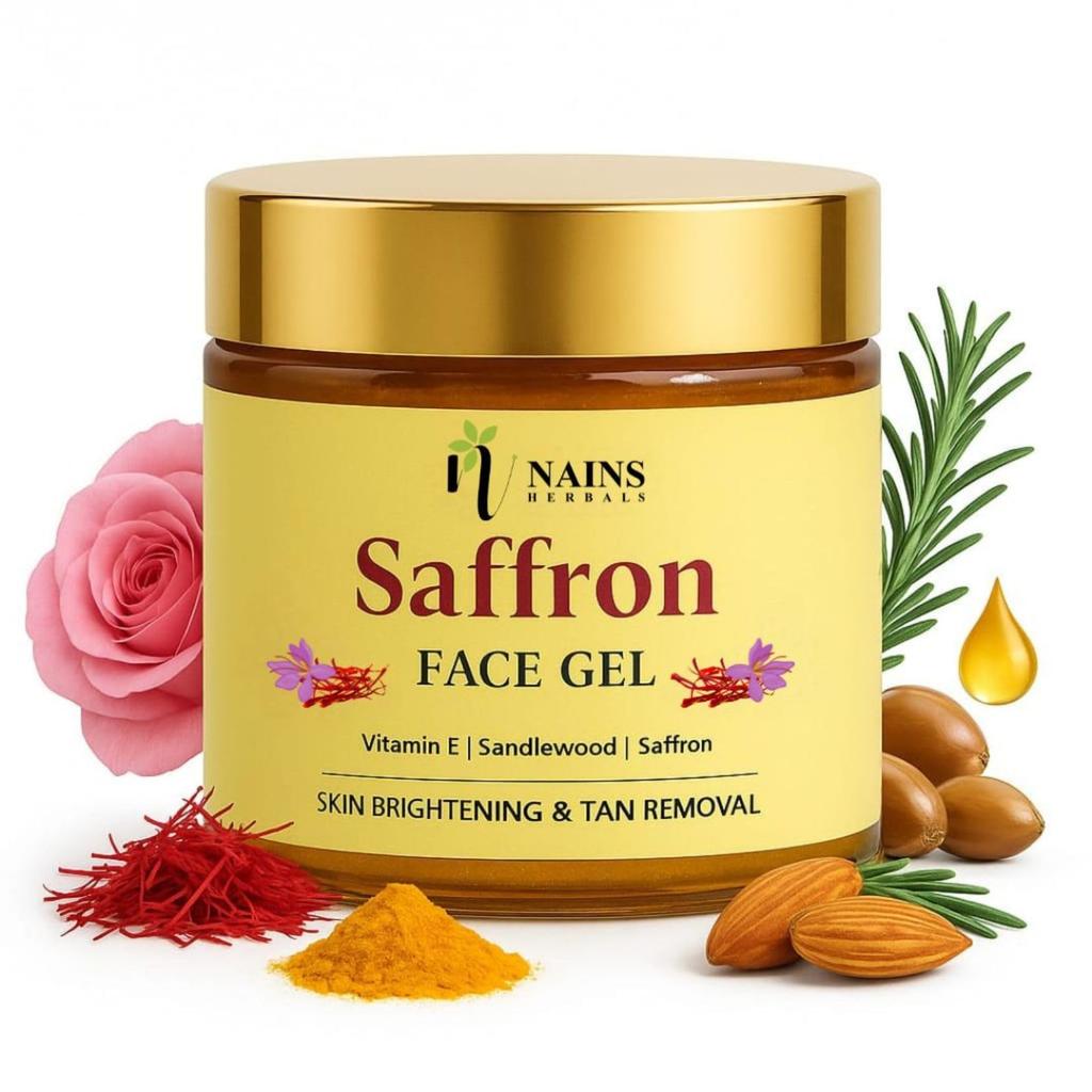 Nains Herbals Saffron Face Gel With Alpha Arbutin, Niacinamide, Hyaluronic Acid | Sandalwood, Turmeric & Rose| Skin Brightening, Reduce Pigmentatio