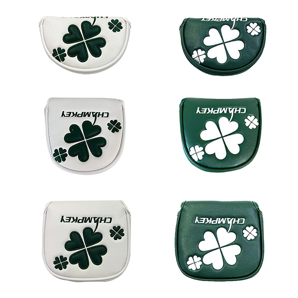 Golf Head Cover Putter Cover Mallet Magnetic Closure for Center Shaft Clover (Green, Small Size for Center Shaft)
