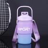 Water bottle fashion gradual change color plastic cup women large capacity outdoor sports kettle children portable handle with rope bouncing cup