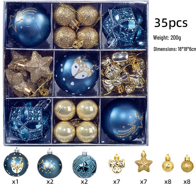 Set of 35 Electroplated Bright Plastic Christmas Ball Ornaments for Window Displays and Decorations