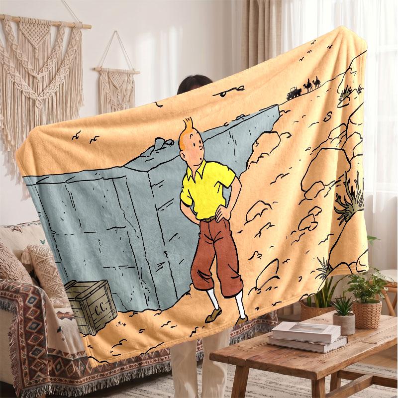 Warm Flannel BlanketTintin Soft Cozy Throw Blanket for Bedroom Couch