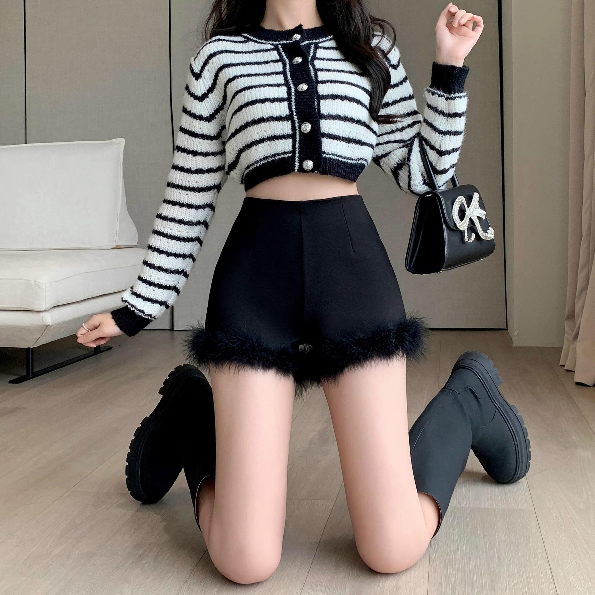 

Женские черные шорты А-силуэта с необработанным краем и высокой посадкой - Весна 2024, корейский стиль, облегающие шорты-хот-пэнтс 3X Large чёрный