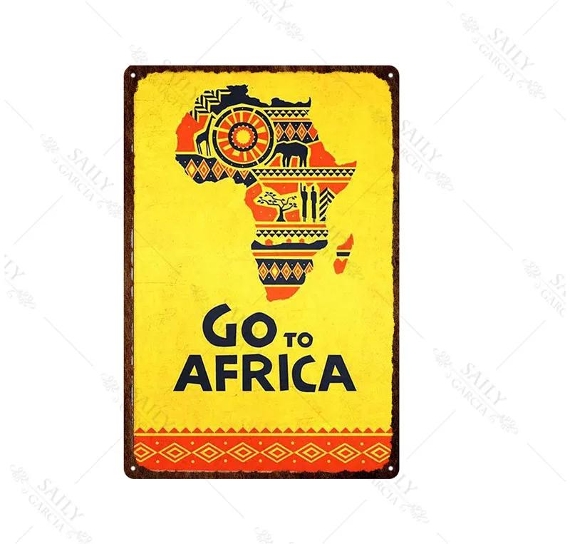Africa City Sign Vintage Metal Sign Christmas Gift Metal Plates for Wall Art Retro Home Kids Room Decor Metal Poster 30X20Cm