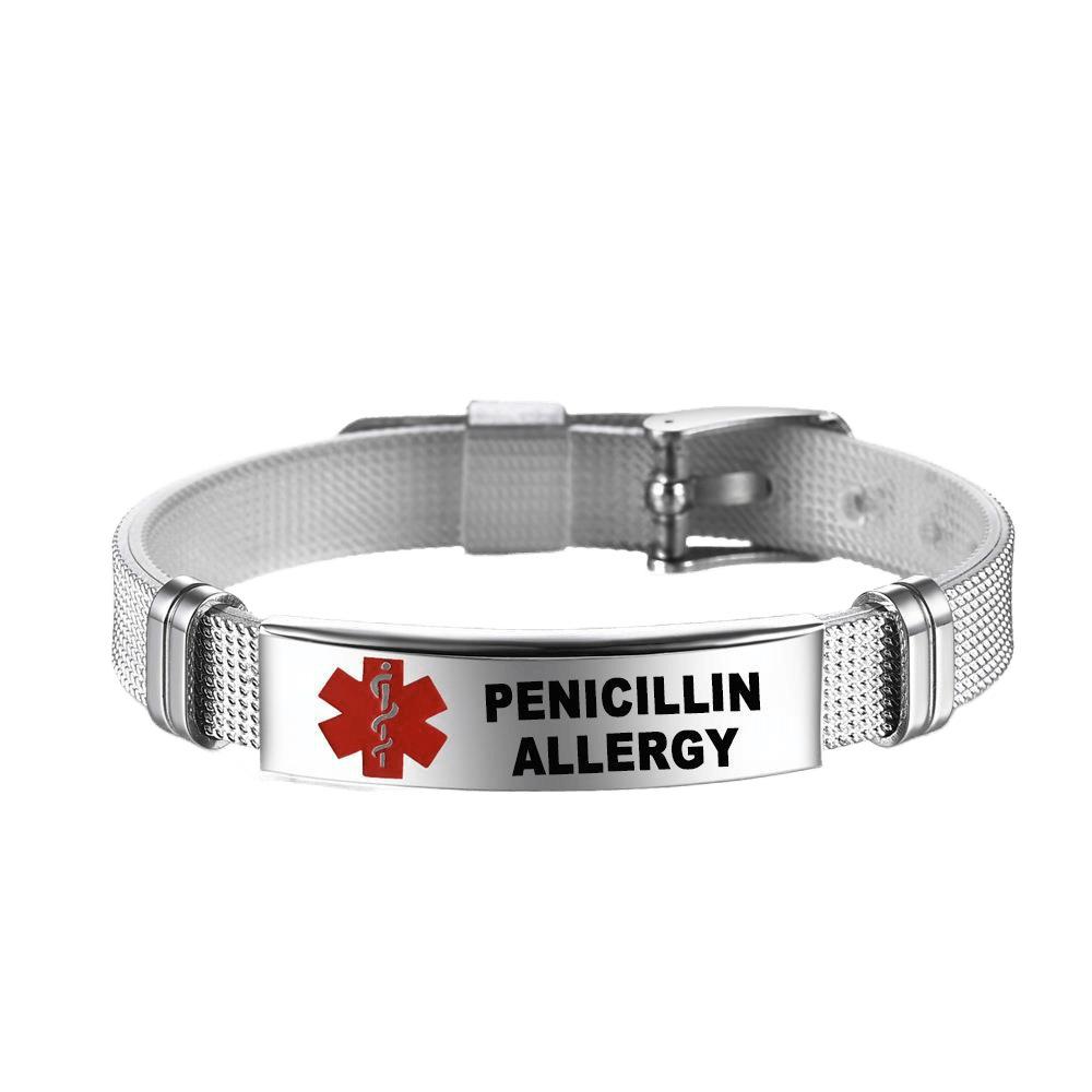 Adjustable Stainless Steel Medical Alert ID Bracelet for Type 1 Diabetes Men Women ICE Emergency Jewelry