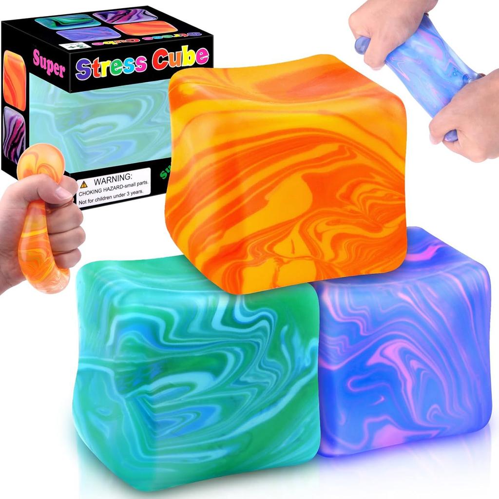 Slow-rebound soft rubber cube sensory toy with a chewy texture; stress-relief toy; creative stress relief; suitable for children and adults