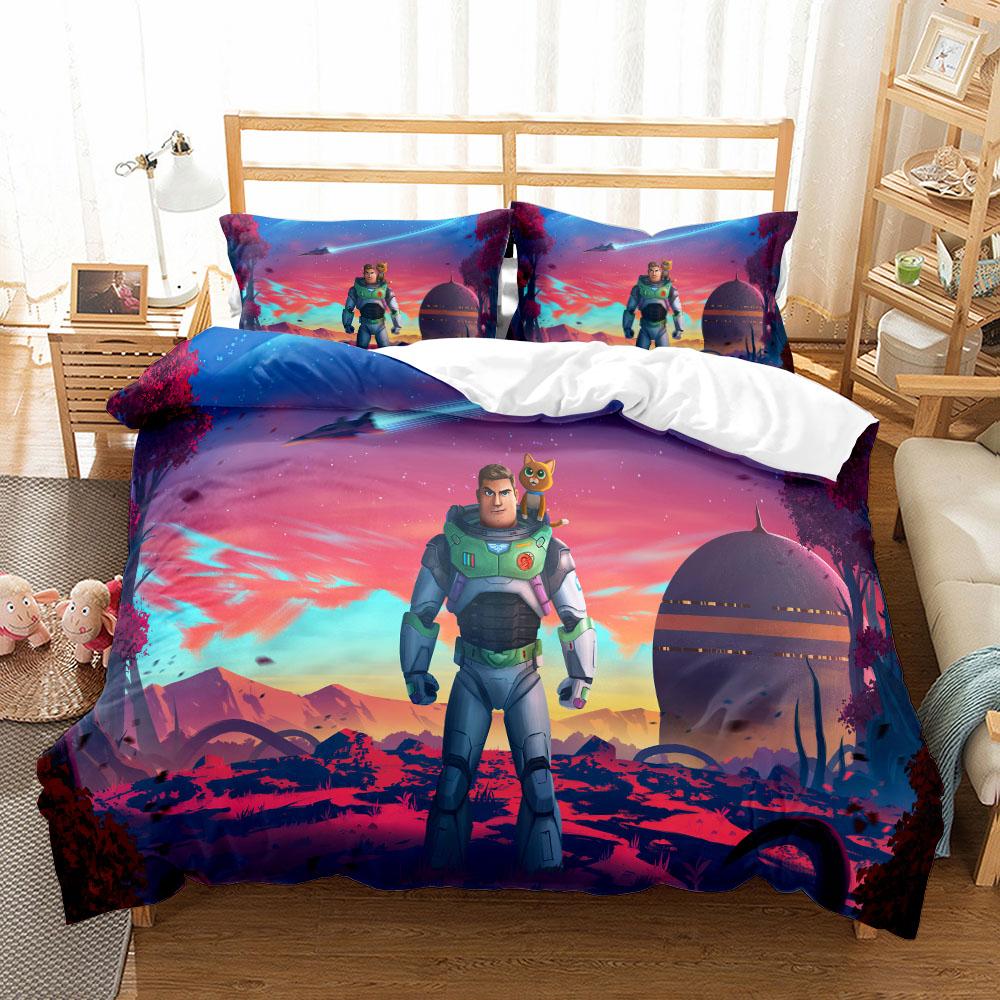 Comfortable Anime Print Bedding Set With Duvet Cover And Pillowcases King Queen Twin Sizes For All Ages