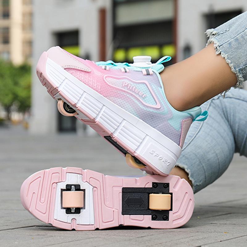 

Kids Double-Wheel Roller Shoes for Boys & Girls - New Flying Skate Sneakers 39