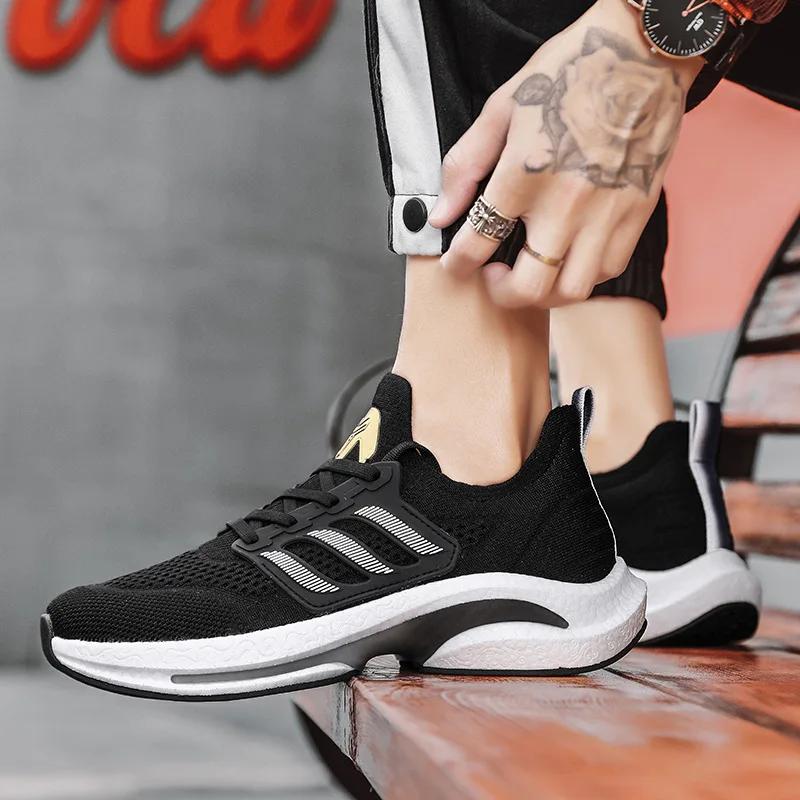 Fashion Men's Shoe Summer 2024 New Flying Woven Breathable Mesh Surface Fashion Shoes All Match Running Sports Big Size Men's Shoes