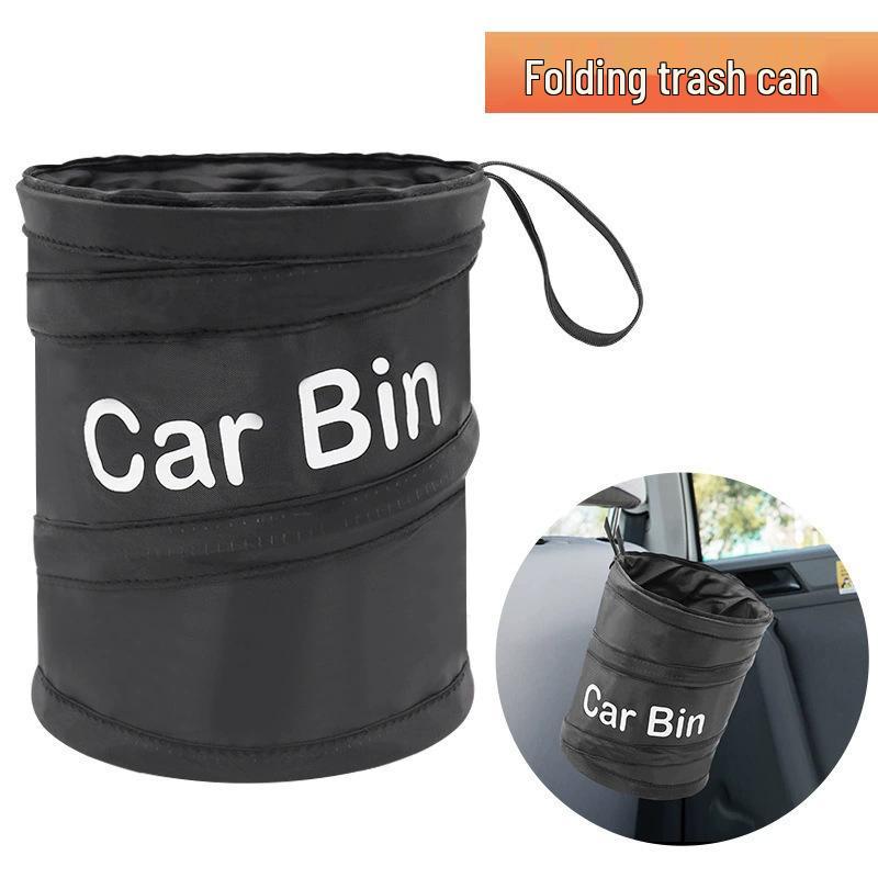 Folding Mini Car Trash Can - Spiral Design, Hanging Cloth Storage Bin