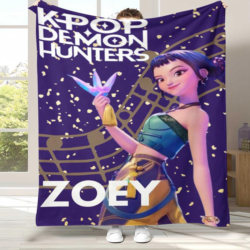 K-Pop Demon Hunters Golden Saja Boys Coperta di Flanella, Coperta in Peluche Ultra Morbida e Calda per Casa Camera da Letto Letto Divano Copertura Ufficio Picnic