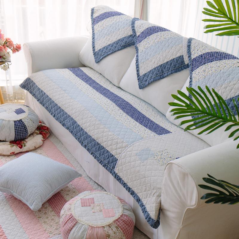 Cotton Anti-slip Quilting Washed Cotton Sofa Cushion Pastoral Patchwork Cotton Four Seasons Sofa Towel Floating Window Cushion