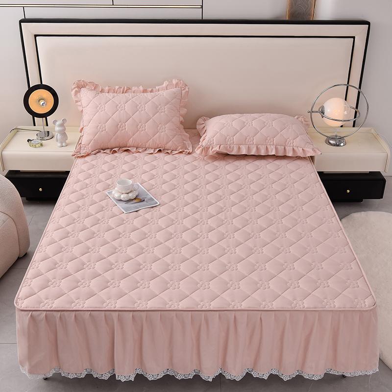 New Polyester Solid Color Lace Fitted Bed Skirt 90/120/150/180/200cm Full/Queen SizeLightweight, breathable and washable
