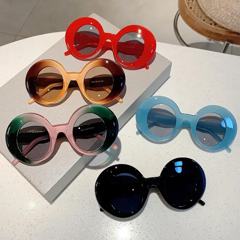 New Sunglasses Large Frame Contrasting Personalized And Minimalist Round Frame Uv Resistant Sunglasses